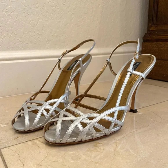 Dolce & Gabbana Silver Strappy Sandals - Picture 2 of 4